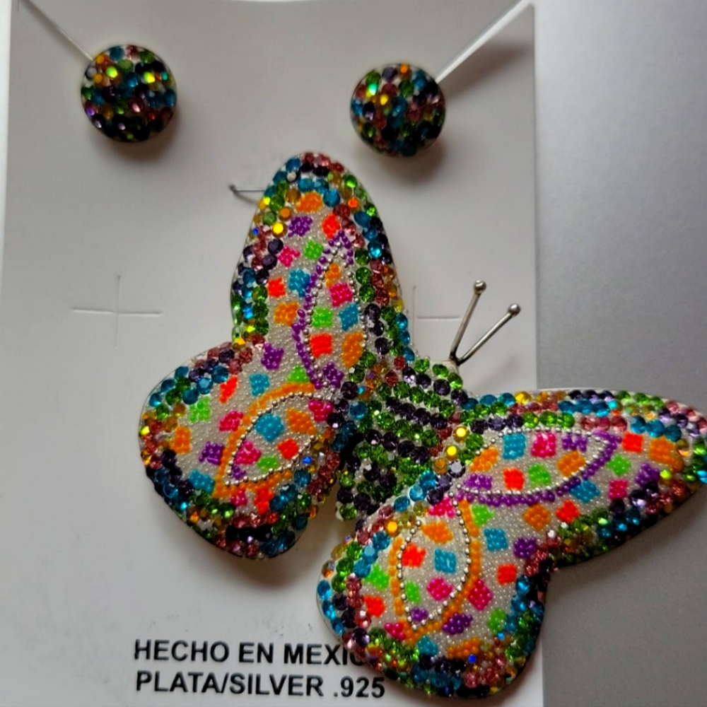 Sterling silver 925 butterfly set
